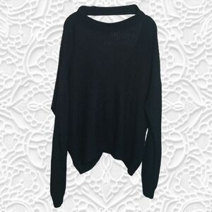 Crave Fame Black Wide Knit Thick Sweater That Crosses In Back Or Front